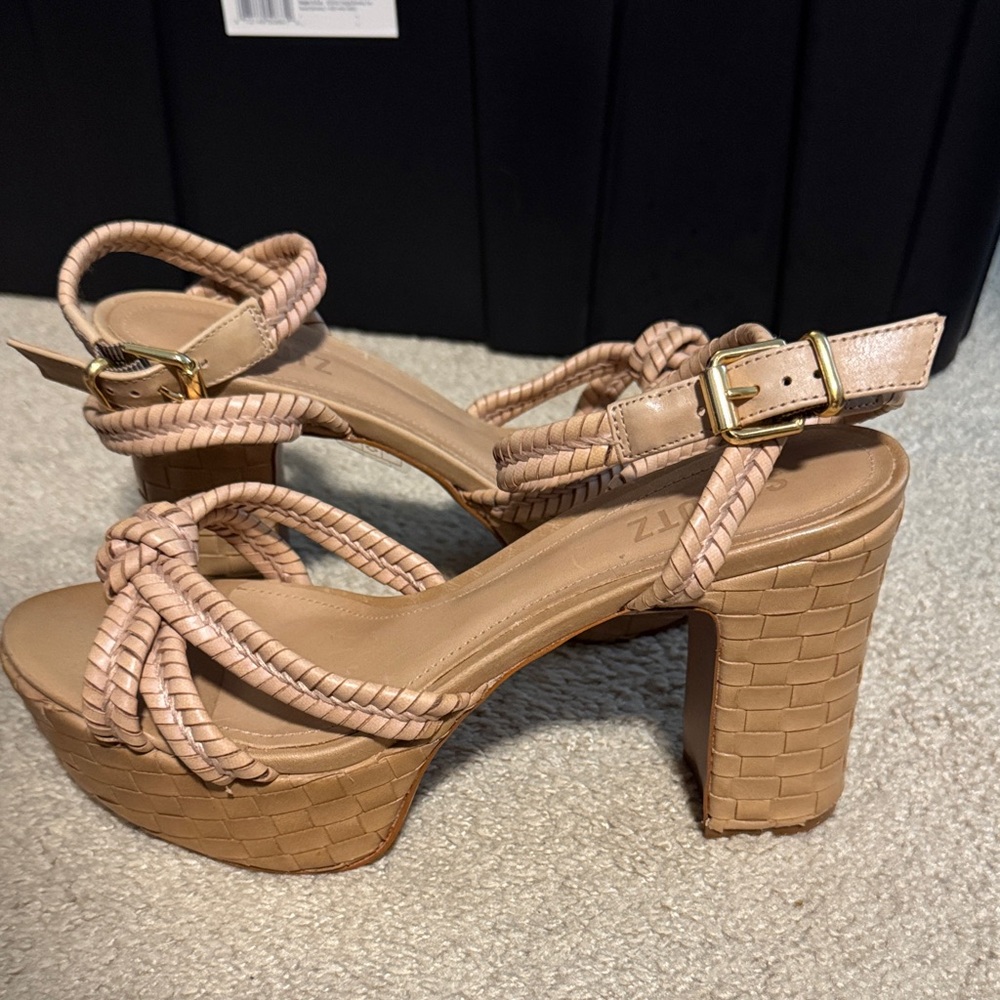 SCHUTZ Tan Braided Platform Heels